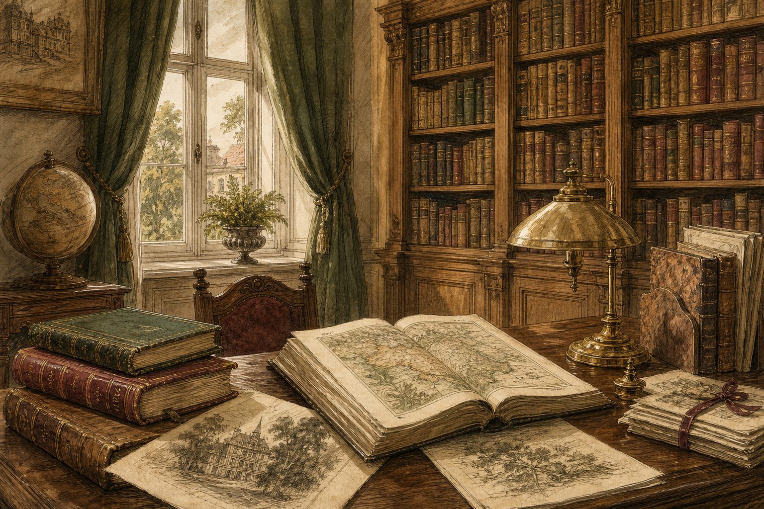 Stylizowana ilustracja biblioteki