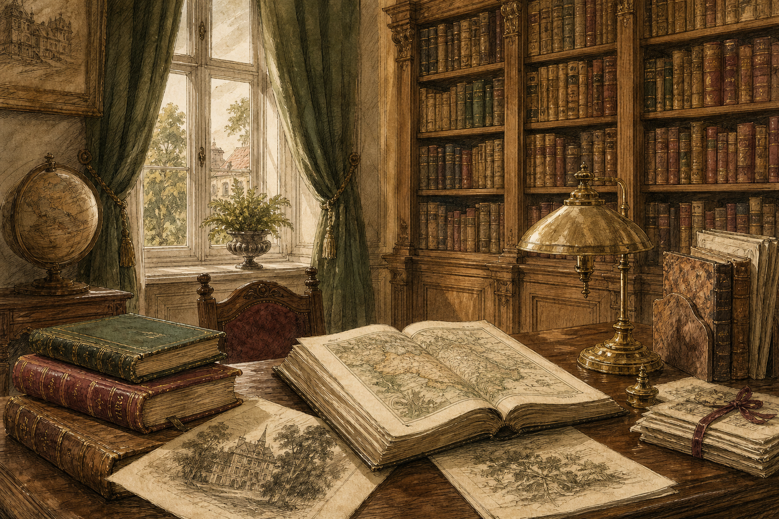 Stylizowana ilustracja biblioteki