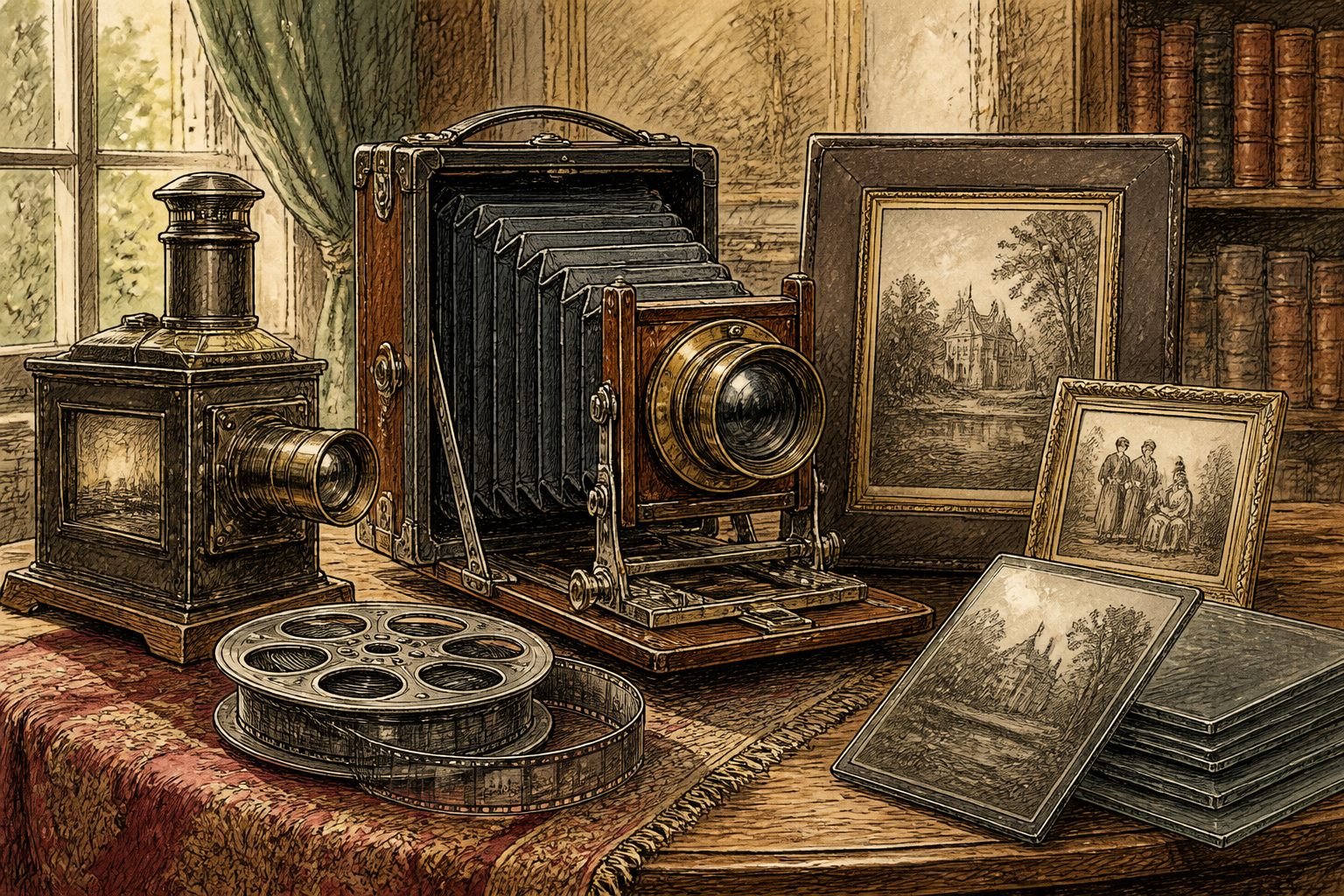 Stylizowana ilustracja galerii i filmów