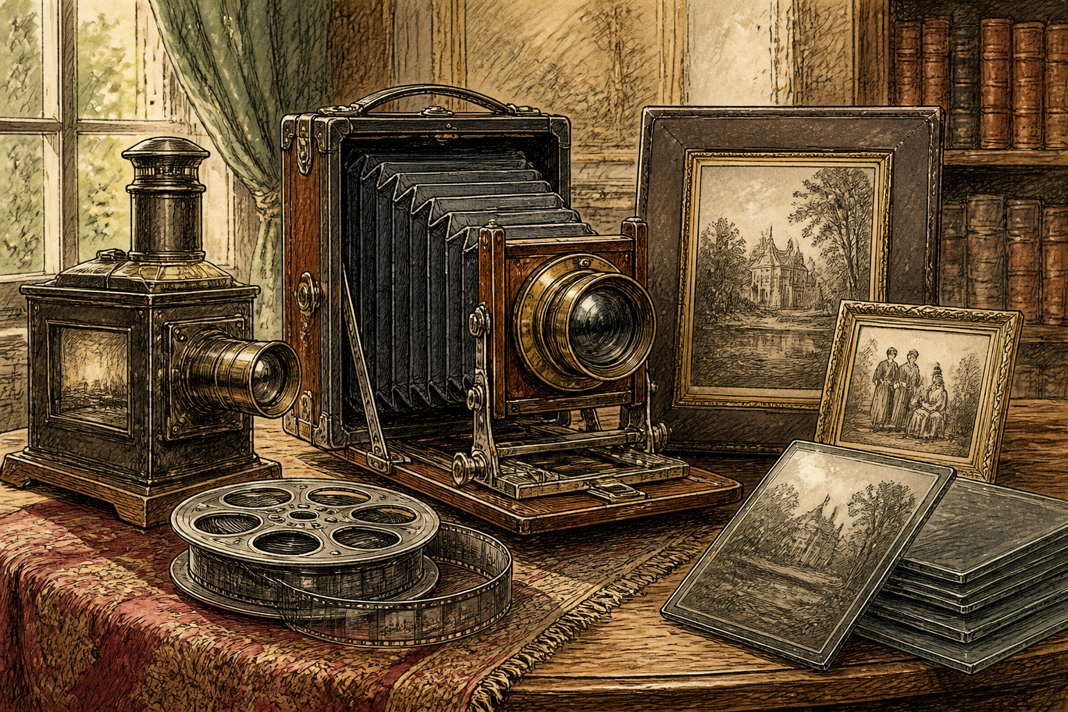 Stylizowana ilustracja galerii i filmów